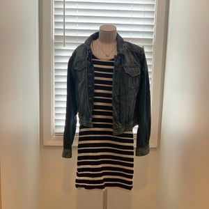 Super Versatile Black and White Stripped Max Studio Dress Size L. Worn Once.